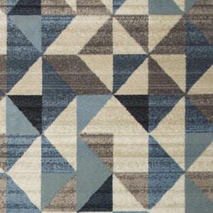 HomeRoots 5' Geometric Area Rug in Beige, Blue, and Gray - Stylish, Durable, Stain-Resistant for Modern Spaces 8' X 11' 475245