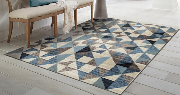 Homeroots 8' X 11' Blue Geometric Area Rug  Polypropylene 475245