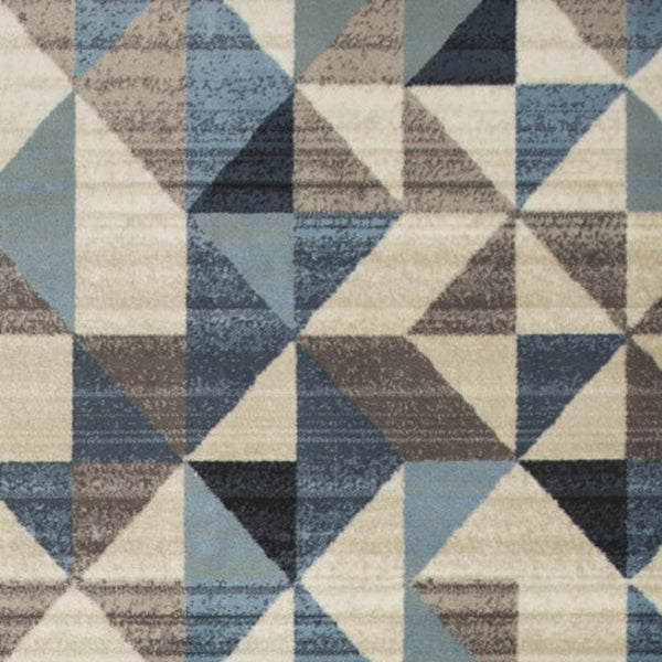 HomeRoots 5' Geometric Area Rug in Beige, Blue, and Gray - Stylish, Durable, Stain-Resistant for Modern Spaces 8' X 11' 475245