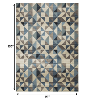 Homeroots 8' X 11' Blue Geometric Area Rug  Polypropylene 475245