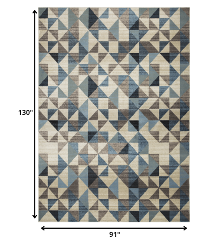 Homeroots 8' X 11' Blue Geometric Area Rug  Polypropylene 475245
