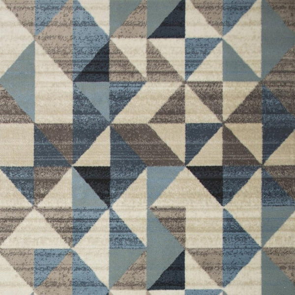 HomeRoots 5' Geometric Area Rug in Beige, Blue, and Gray - Stylish, Durable, Stain-Resistant for Modern Spaces 8' X 11' 475245
