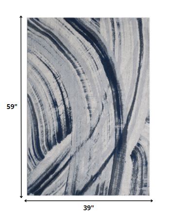 Homeroots 3' X 5' Gray And Ivory Abstract Area Rug  Polypropylene 475247