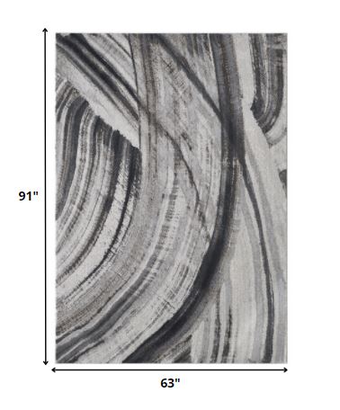 Homeroots 5' X 8' Gray And Ivory Abstract Area Rug  Polypropylene 475248