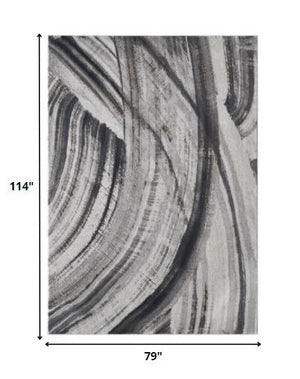 Homeroots 7' X 10' Gray And Ivory Abstract Area Rug  Polypropylene 475249