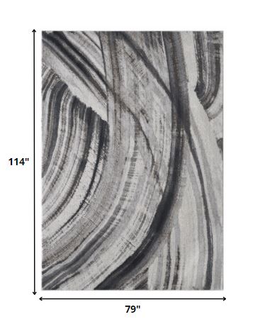 Homeroots 7' X 10' Gray And Ivory Abstract Area Rug  Polypropylene 475249