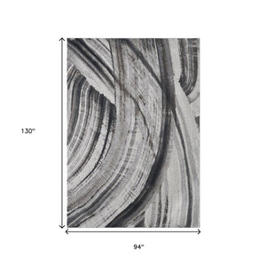 HomeRoots 3' Gray and Ivory Abstract Area Rug – Stylish Modern Design, Durable, Easy-Care for Family Spaces 8' X 11' 475250