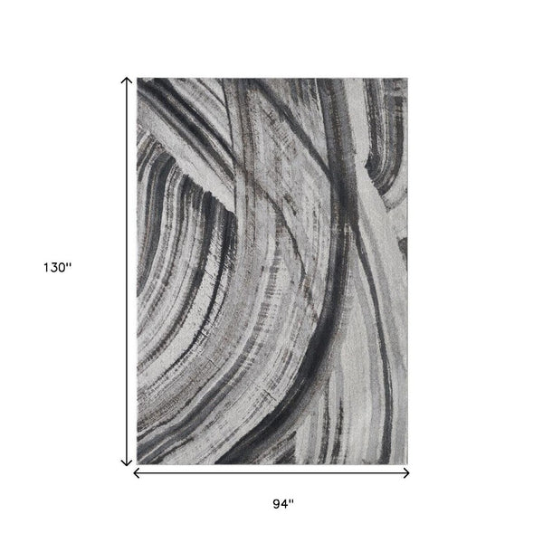 HomeRoots 3' Gray and Ivory Abstract Area Rug – Stylish Modern Design, Durable, Easy-Care for Family Spaces 8' X 11' 475250