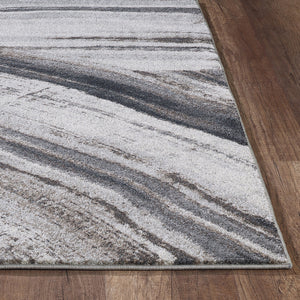 Homeroots 10' X 13' Gray Ivory Abstract Strokes Modern Area Rug  Polypropylene 475251