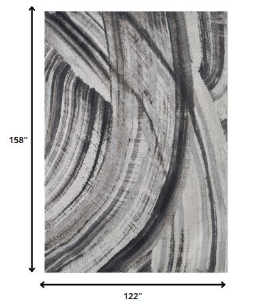 Homeroots 10' X 13' Gray Ivory Abstract Strokes Modern Area Rug  Polypropylene 475251