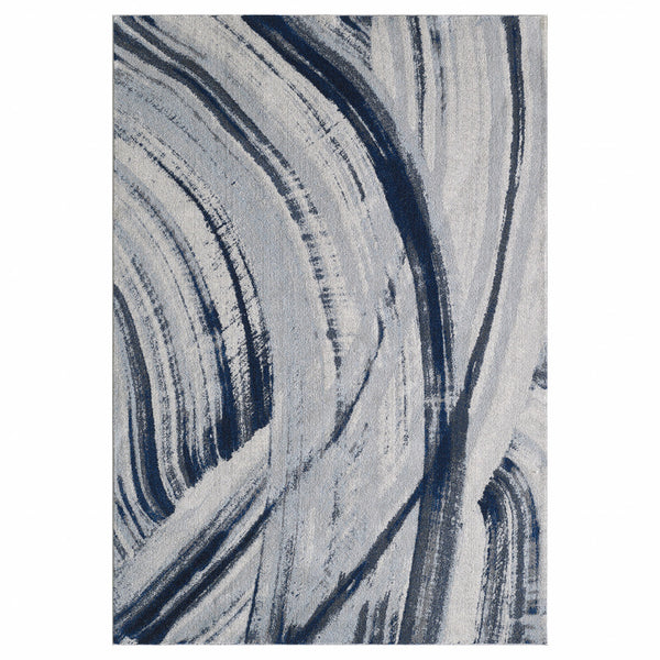 Homeroots 5' X 8' Ivory And Blue Abstract Area Rug  Polypropylene 475253