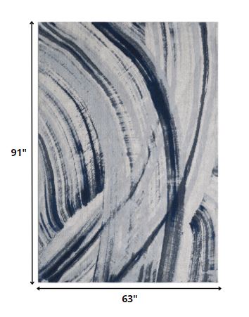 Homeroots 5' X 8' Ivory And Blue Abstract Area Rug  Polypropylene 475253