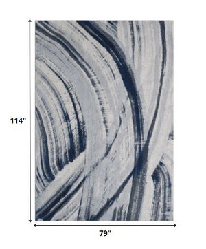 Homeroots 7' X 10' Ivory And Blue Abstract Area Rug  Polypropylene 475254