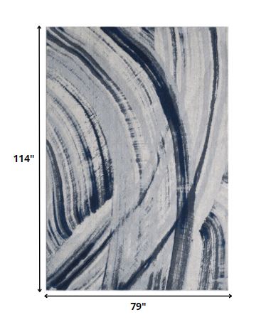 Homeroots 7' X 10' Ivory And Blue Abstract Area Rug  Polypropylene 475254