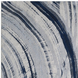 HomeRoots 5' Ivory and Blue Abstract Area Rug – Modern Design for Living Rooms, Durable & Stain-Resistant 8' X 11' 475255