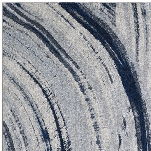 HomeRoots 5' Ivory and Blue Abstract Area Rug – Modern Design for Living Rooms, Durable & Stain-Resistant 8' X 11' 475255