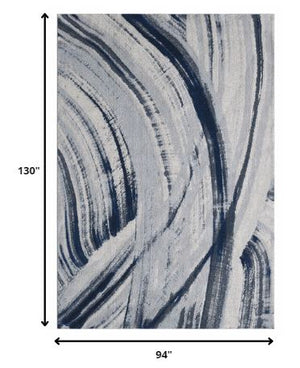 Homeroots 8' X 11' Ivory And Blue Abstract Area Rug  Polypropylene 475255