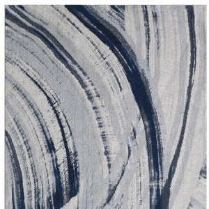 HomeRoots 10' Navy Ivory Abstract Strokes Area Rug - Modern Design for Stylish Living Spaces, Soft & Durable 10' X 13' 475256
