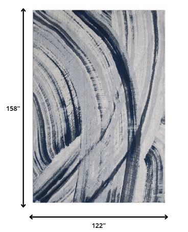 Homeroots 10' X 13' Navy Ivory Abstract Strokes Modern Area Rug  Polypropylene 475256