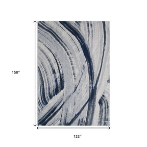HomeRoots 10' Navy Ivory Abstract Strokes Area Rug - Modern Design for Stylish Living Spaces, Soft & Durable 10' X 13' 475256