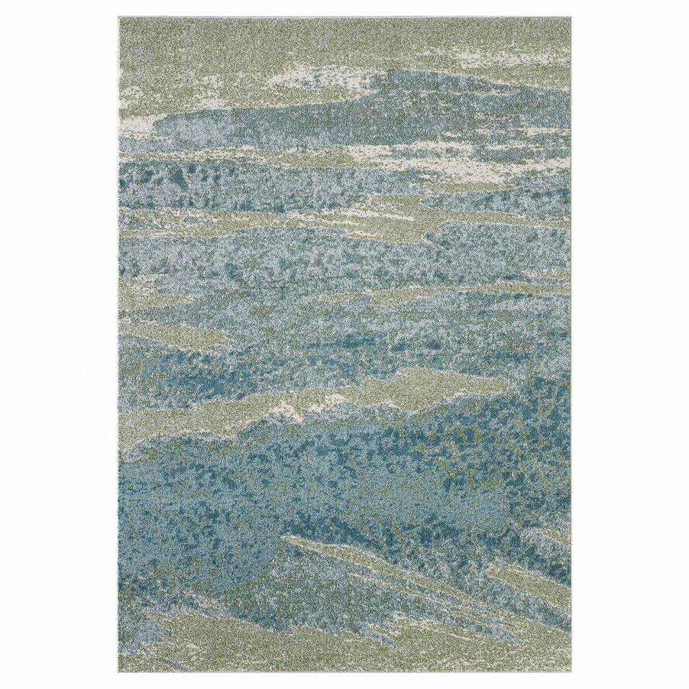 Homeroots 5' X 8' Blue And Green Abstract Area Rug  Polypropylene 475258