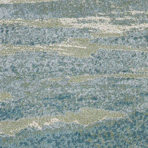 HomeRoots 5' Blue and Green Abstract Area Rug - Modern Style, Durable, Stain-Resistant for High-Traffic Areas 5' X 8' 475258