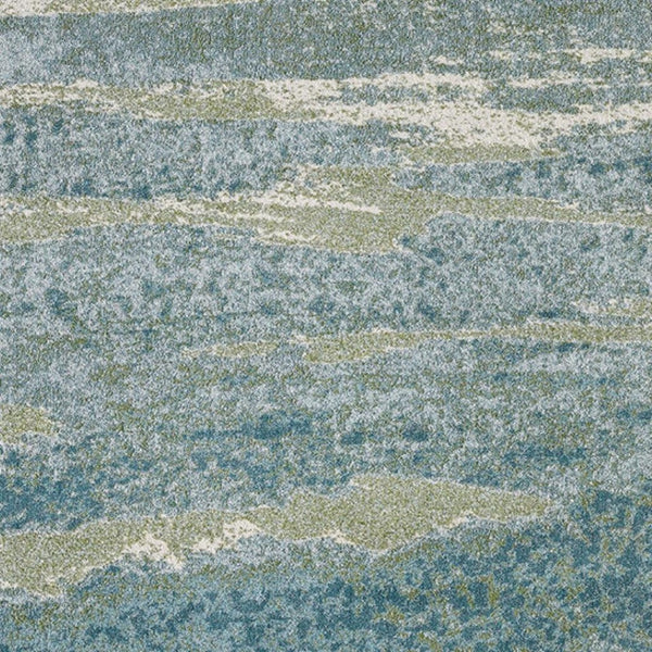 HomeRoots 5' Blue and Green Abstract Area Rug - Modern Style, Durable, Stain-Resistant for High-Traffic Areas 5' X 8' 475258