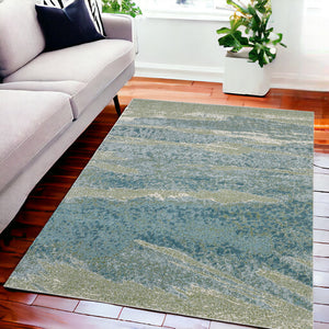 Homeroots 5' X 8' Blue And Green Abstract Area Rug  Polypropylene 475258