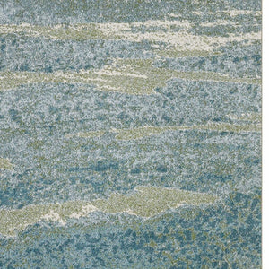 HomeRoots 5' Blue and Green Abstract Area Rug - Modern Style, Durable, Stain-Resistant for High-Traffic Areas 7' X 10' 475259