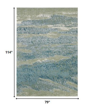 Homeroots 7' X 10' Blue Abstract Area Rug  Polypropylene 475259