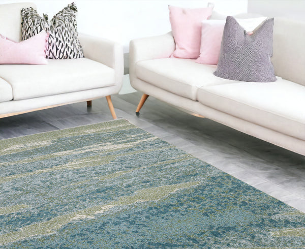 Homeroots 7' X 10' Blue Abstract Area Rug  Polypropylene 475259