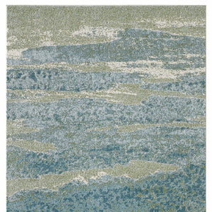 HomeRoots 5' Blue and Green Abstract Area Rug - Modern Style, Durable, Stain-Resistant for High-Traffic Areas 8' X 11' 475260