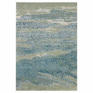 Homeroots 10' X 13' Blue Sage Impressionistic Ocean Area Rug  Polypropylene 475261
