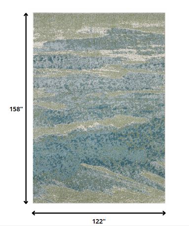 Homeroots 10' X 13' Blue Sage Impressionistic Ocean Area Rug  Polypropylene 475261