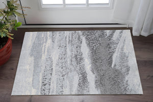 HomeRoots 3' Blue and Gray Abstract Area Rug - Contemporary Design, Stain-Resistant, Perfect for Active Homes 3' X 5' 475262