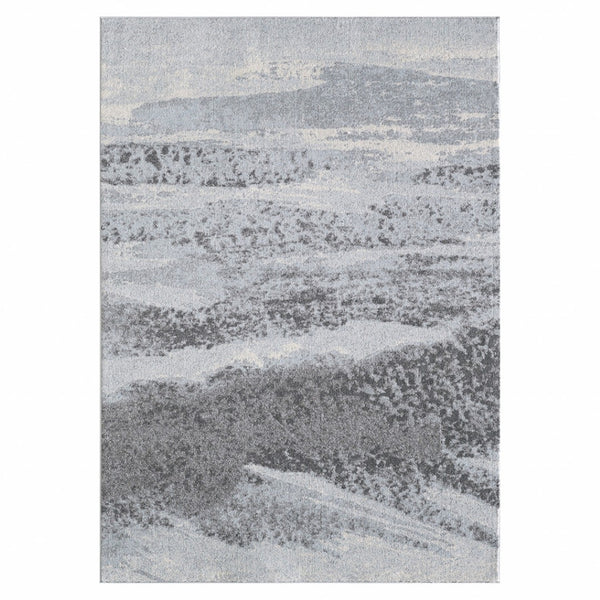 HomeRoots 3' Blue and Gray Abstract Area Rug - Contemporary Design, Stain-Resistant, Perfect for Active Homes 5' X 8' 475263