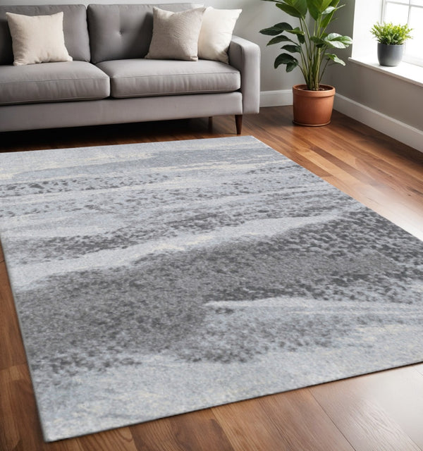 HomeRoots 3' Blue and Gray Abstract Area Rug - Contemporary Design, Stain-Resistant, Perfect for Active Homes 5' X 8' 475263