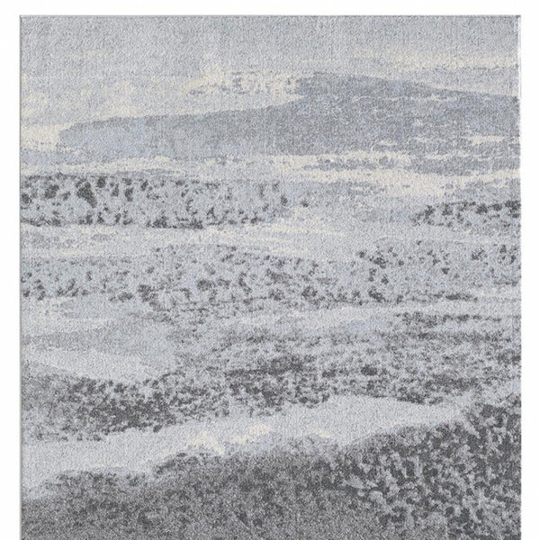 HomeRoots 3' Blue and Gray Abstract Area Rug - Contemporary Design, Stain-Resistant, Perfect for Active Homes 5' X 8' 475263