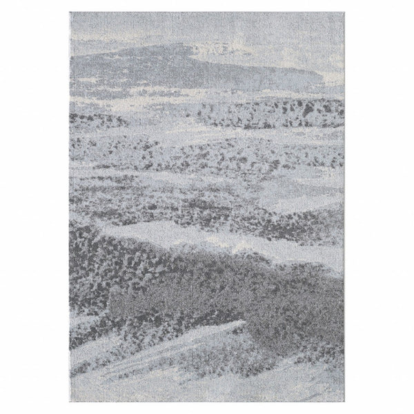 HomeRoots 10' Blue Gray Abstract Mist Area Rug - Contemporary Design for Modern Living Spaces, Durable Comfort 10' X 13' 475266