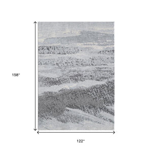 HomeRoots 10' Blue Gray Abstract Mist Area Rug - Contemporary Design for Modern Living Spaces, Durable Comfort 10' X 13' 475266