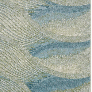 HomeRoots 5' Abstract Area Rug in Beige, Blue & Sage - Modern, Durable Design for Living Rooms & High Traffic Areas 5' X 8' 475268