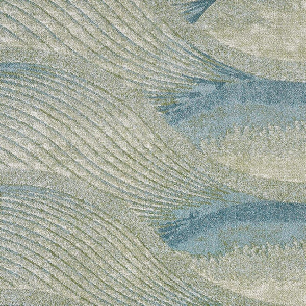 HomeRoots 5' Abstract Area Rug in Beige, Blue & Sage - Modern, Durable Design for Living Rooms & High Traffic Areas 7' X 10' 475269