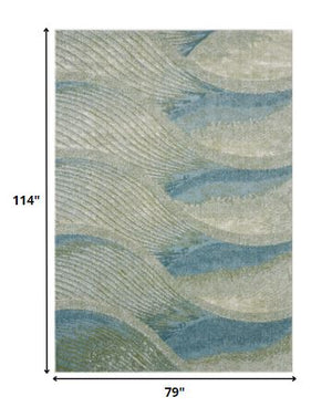Homeroots 7' X 10' Blue Abstract Area Rug  Polypropylene 475269