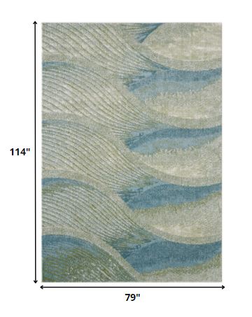 Homeroots 7' X 10' Blue Abstract Area Rug  Polypropylene 475269