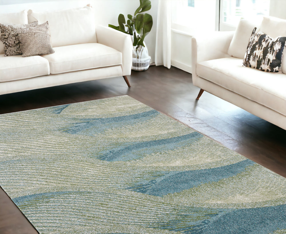 Homeroots 7' X 10' Blue Abstract Area Rug  Polypropylene 475269