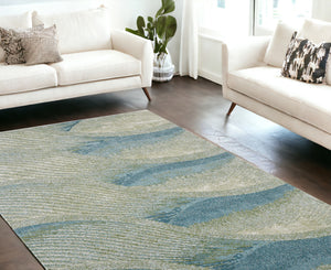 Homeroots 7' X 10' Blue Abstract Area Rug  Polypropylene 475269