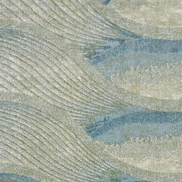 HomeRoots 5' Abstract Area Rug in Beige, Blue & Sage - Modern, Durable Design for Living Rooms & High Traffic Areas 8' X 11' 475270