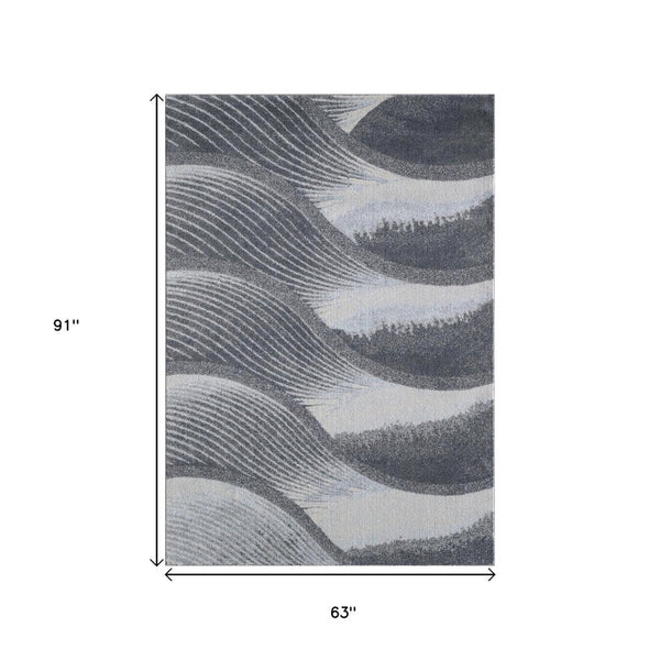 HomeRoots 5' Blue and Gray Abstract Area Rug - Stylish, Durable, Stain-Resistant for Modern Living Spaces 5' X 8' 475273