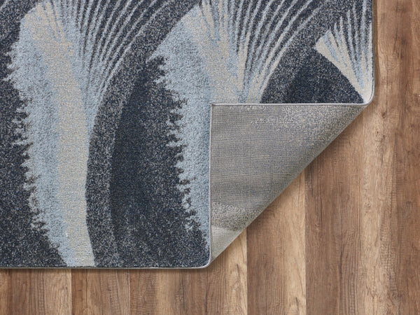 HomeRoots 5' Blue and Gray Abstract Area Rug - Stylish, Durable, Stain-Resistant for Modern Living Spaces 7' X 10' 475274