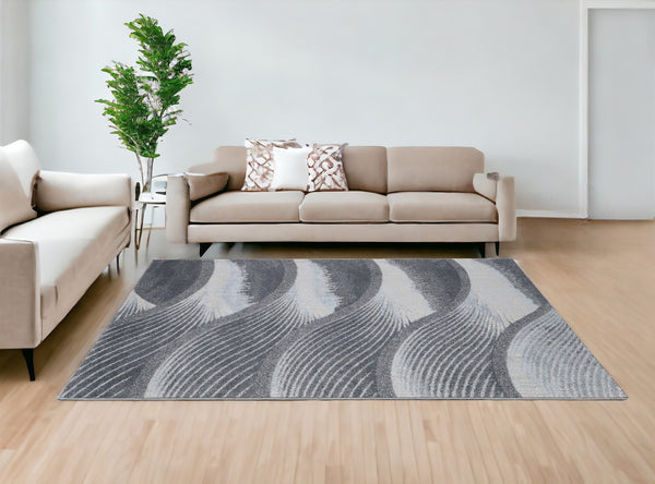 Homeroots 8' X 11' Blue And Gray Abstract Area Rug  Polypropylene 475275